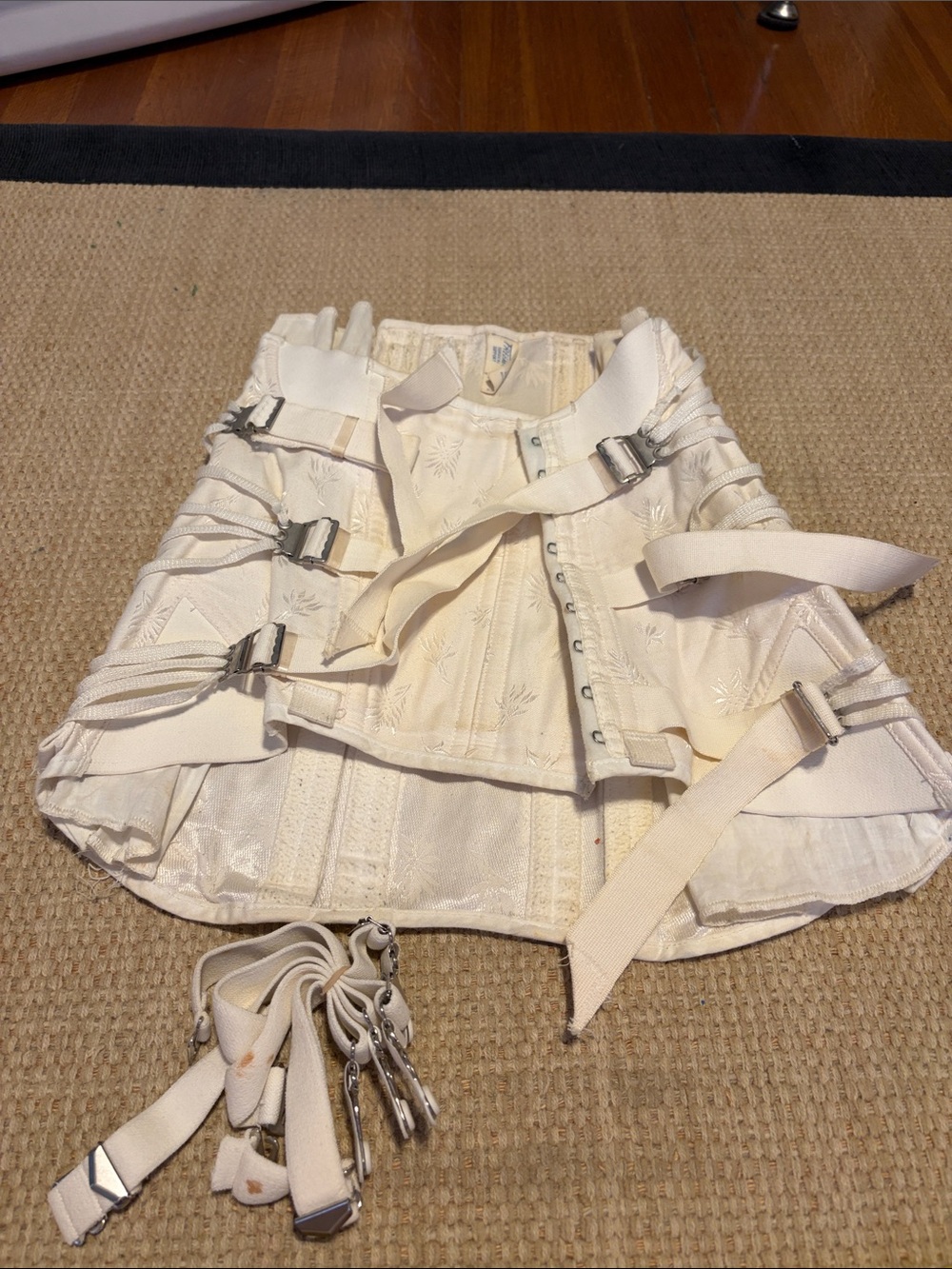 Ivory Corset-Style Post Surgical Support System with Strap Details